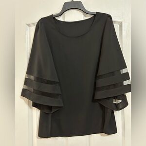 Black Blouse with Sheer Sleeves